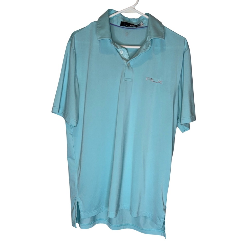RLX Ralph Lauren Performance Polo Shirt Aqua Blue Golf Polo Men's Medium - Picture 2 of 7